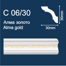 Плинтус потолочный С06/30 30*30*2000мм/АЛМА/ЗОЛОТО/ СОЛИД